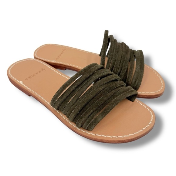 by James Olivia Slide Sandal in Olive Green Suede Size 7 - Picture 3 of 10
